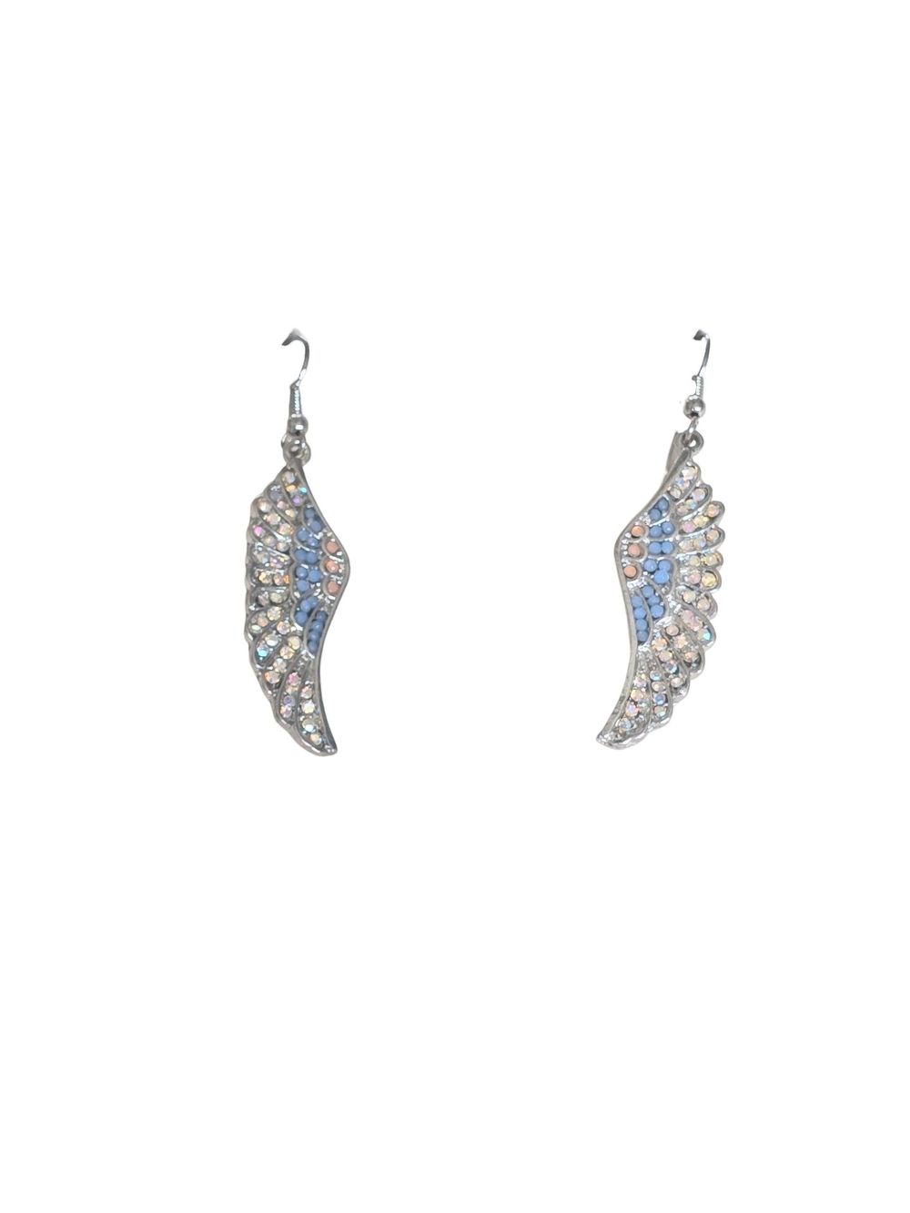 #28 Iridescent Wing Drop Earrings in Blue and Pink
